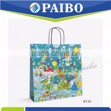 RT-05 Brown craft paper bag Cute with handle professional factory CARTOON KIDS