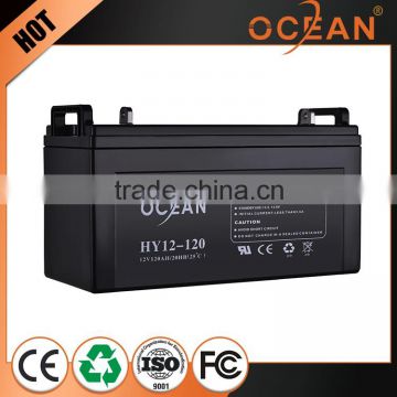 Rechargable 12V small 120ah sealed dry cell battery ups