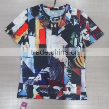 2016 hot selling colorful printing men round neck short top quality sleeve T-shirt