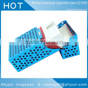 Blue Hollow Design Anti-Press aluminum cigarette case