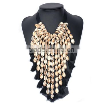 2016 Europe and the United States the new multilayer shell long tassels woven necklace to sweater chain jewelry