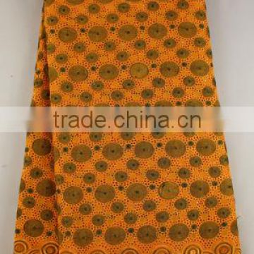 quality new orange cotton lace fabric for wedding dress SL0308