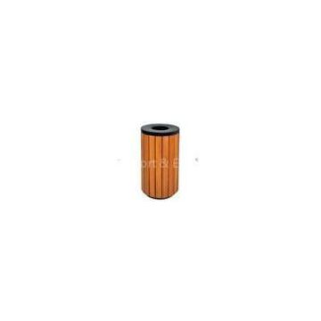 Outdoor black wooden bins with a ashtray plate,  a zincification inner barrel