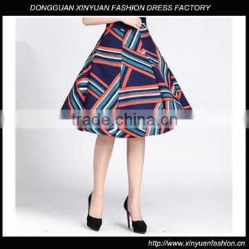 2016 Autumn & WInter Skirts Ladies Vintage Style Printed Midi A-line Skirts,Ladies Striped Printed Midi A-line Skirts Wholesale