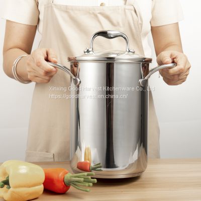 Soup pot Asparagus pot capsuled aluminum induction bottom with glass cover and basket 16*24CM 4L ；20*24CM 7.5L