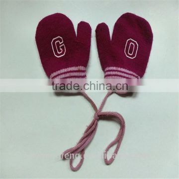 Wholesale fingerless jacquard baby knitting gloves