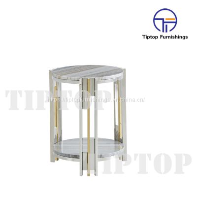 Tiptop Modern Round Cheap Acrylic Metal Coffee Table Gold Stainless Steel Coffee End Table