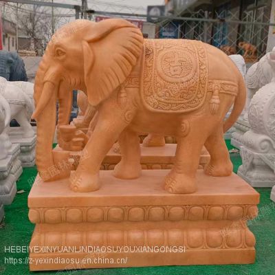 Sunset red stone carving elephant auspicious elephant stone carving door decoration stone carving animal carving manufacturer