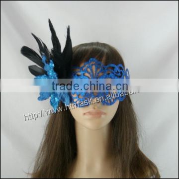 fashion masquerade party mask with chicken feather and flower