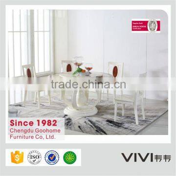 white modern solid wood large dining room sets sale with round marble top