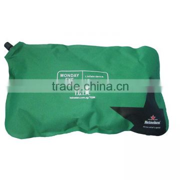 green advertising self inflatable pillow,camping self inflatable pillow
