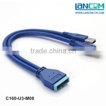 2-Port USB 3.0 Male to Motherboard 20-Pin Male Cable