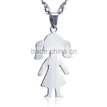 Fashion jewelry wholesale Litter Girl shape stainless stell Pendant Necklace