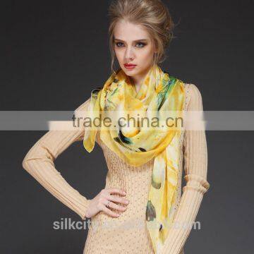 Lady 's Custom Design Print 100% Silk Shawl