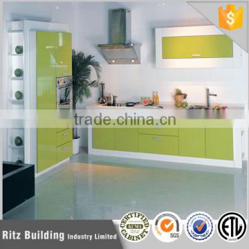 Ritz free CAD design green lacquer high gloss kitchen cabinet