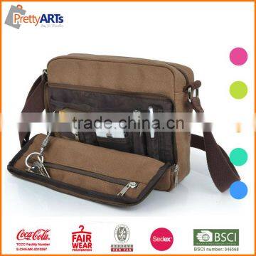 multi-functional convenient plain canvas messenger bag