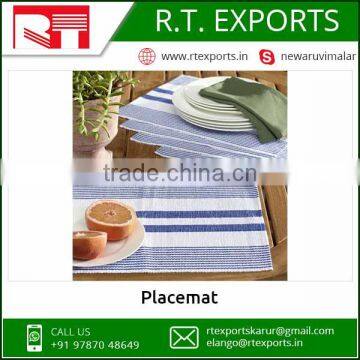 Private Label 100% Cotton Table Mat White and Blue Dinner Placemat