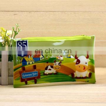 China high quality customized pvc bag with zipper colorful printing stationery plastic packaging bag