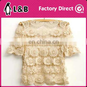 2016 New Design Embroidered Crochet Blouse
