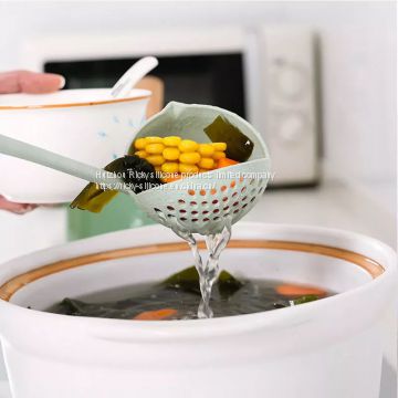 2 In 1 Creative Wheat Straw Soup Spoon Long Handle Lovely Porridge Spoons With Filter Dinnerware Kitchen Colander Tools