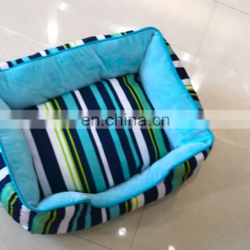Stylish Color Stripe Printing Canvas Dog Bed PP Cotton Filling Luxury Pet Bed