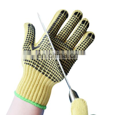 aramid cut heat sleeve glove Temperture resistant Aramid Cut Resistant Gloves with PVC Dots on Palm of Hand Protection black