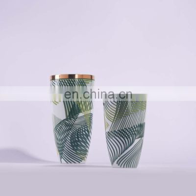 Ceramic Large Plant Pot Vase for Home Decoration Nature Leaf Porcelain Modern Luxury Floor Vase Living Room Decoration Support