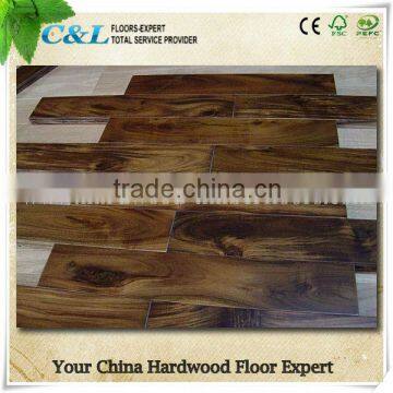 UV lacquered Handscraped Acacia(Asain walnut ) hardwood flooring