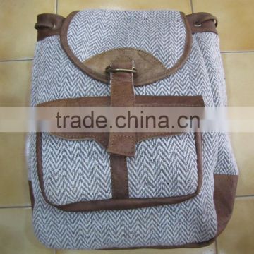 Leather/Hemp/Cotton Backpack