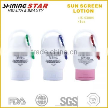 JS-03004 long-lasting hydrating 30ml sunscreen lotion with carabiner for promotion                        
                                                Quality Choice
