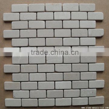 Crema marfil tumbled mosaic with chip 23x48mm