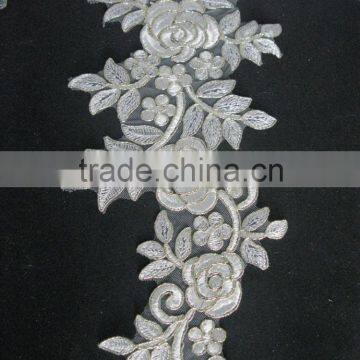 rayon lace motif corded/bridal lace flower motif wholesale/lace flower motif/