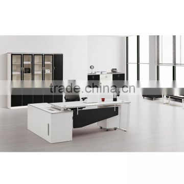 White MFC Panel Executive Office Desk with Cabinet