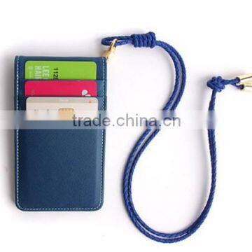 China wholesale unisex leather credit card ID card holder with strap