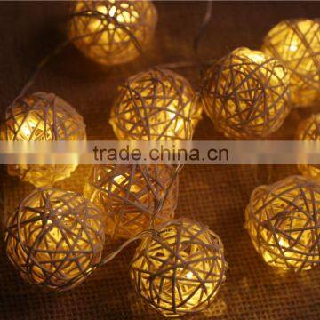 White Rattan Ball String Lights Party Patio Holiday Christmas Wedding Bedroom Decor