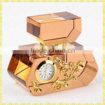 Unique Exquisite Luxury Champagne Crystal Perfume Bottle With Clock For Wedding Guest Takeaway Souvenirs