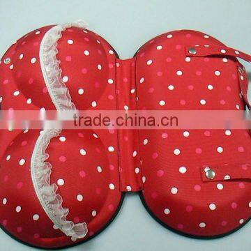 GC--White Ribbon Red color white spot logo packing eva bra bag