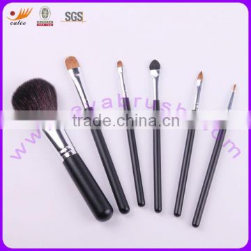 Cosmetic brush set of 6-piece,made of aluminum ferrule and wooden handle