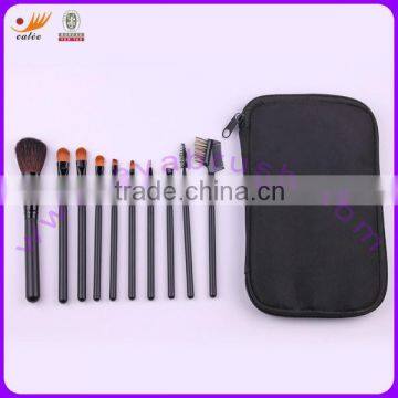 Top Luxury 10pcs Makeup Brush Set with Black Zipper Package