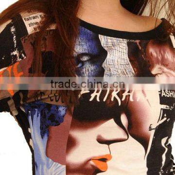 high fashion all over printed ladies tops