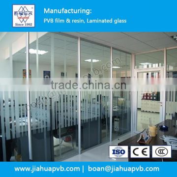Tempered laminated glass with PVB film for frameless interior door