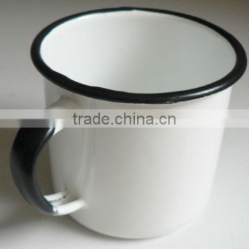 white color metal enamel mug