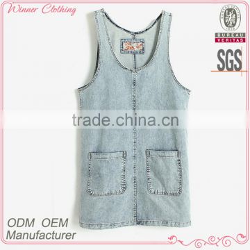 2015 summer sleeveless women's clothing garment apparel direct factory OEM/ODM manufacturing modern design blouse in jean