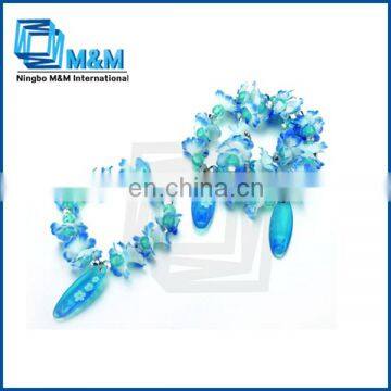 Blue Plastic Flower Bracelet Beads With Pendant