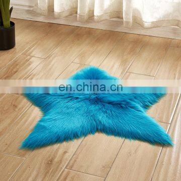 blue star shape faux fur rug carpet