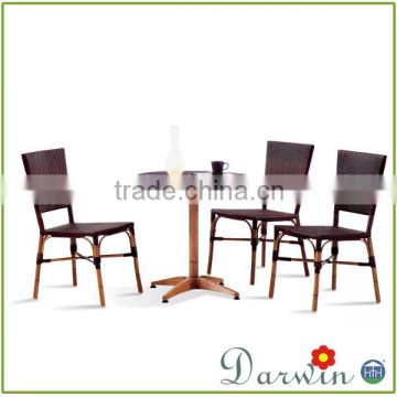 Cheap metal french bamboo looking bistro rattan table chairs bases for glass tops