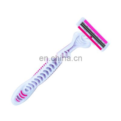 The latest ladies pink hair removal knife with three-layer blades is sharp and durable for hair removal