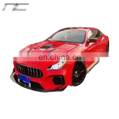 TOP style body kit for 2012-2019 Maserati Quattroporte upgrade front rear bumper side skirts Fender Engine hood