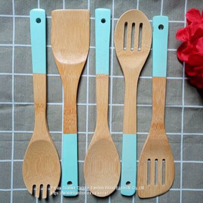 Colorful Bamboo kitchen utensils with color handle, bamboo China Manufacturer Wholesale