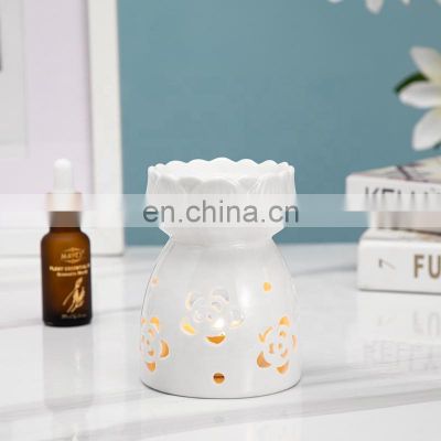 Ceramic Hollow Out Essential Tea light Aroma Incense Oil burner for Home decoration aroma lamp ceramic Essential oil burner